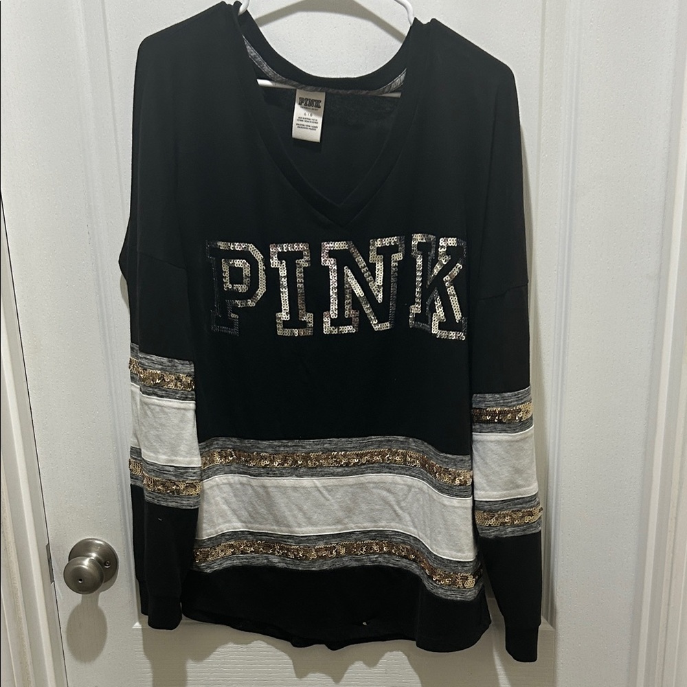 Victoria's Secret Black and Gold Sequin Top